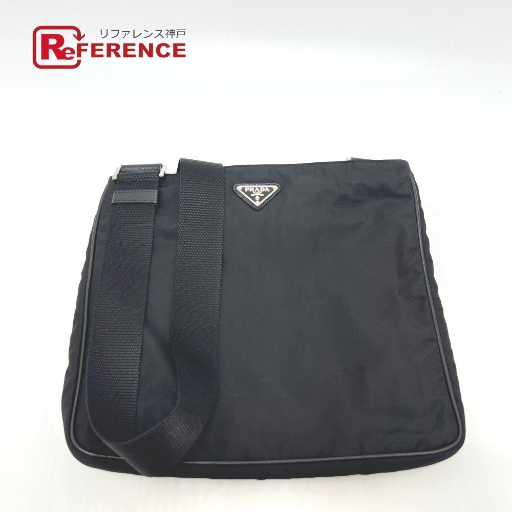 PRADA Triangle Plate Flat Bag Crossbody Shoulder Nero Black